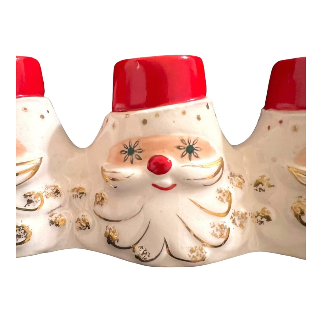 Vintage Holt Howard Starry Eyed Santa 3 Candleholder Candelabra 1959 Japan MCM Atomic