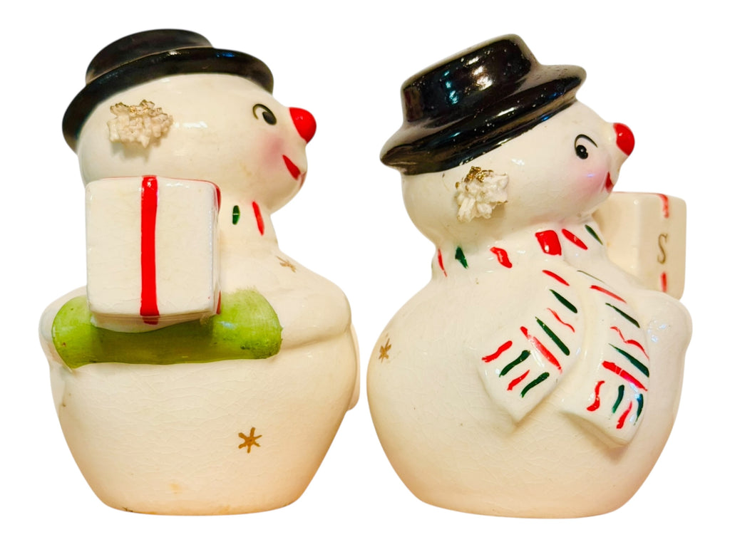 Vintage Holt Howard Jolly Christmas Snowman Salt and Pepper Shakers Mid-Century Modern Japan