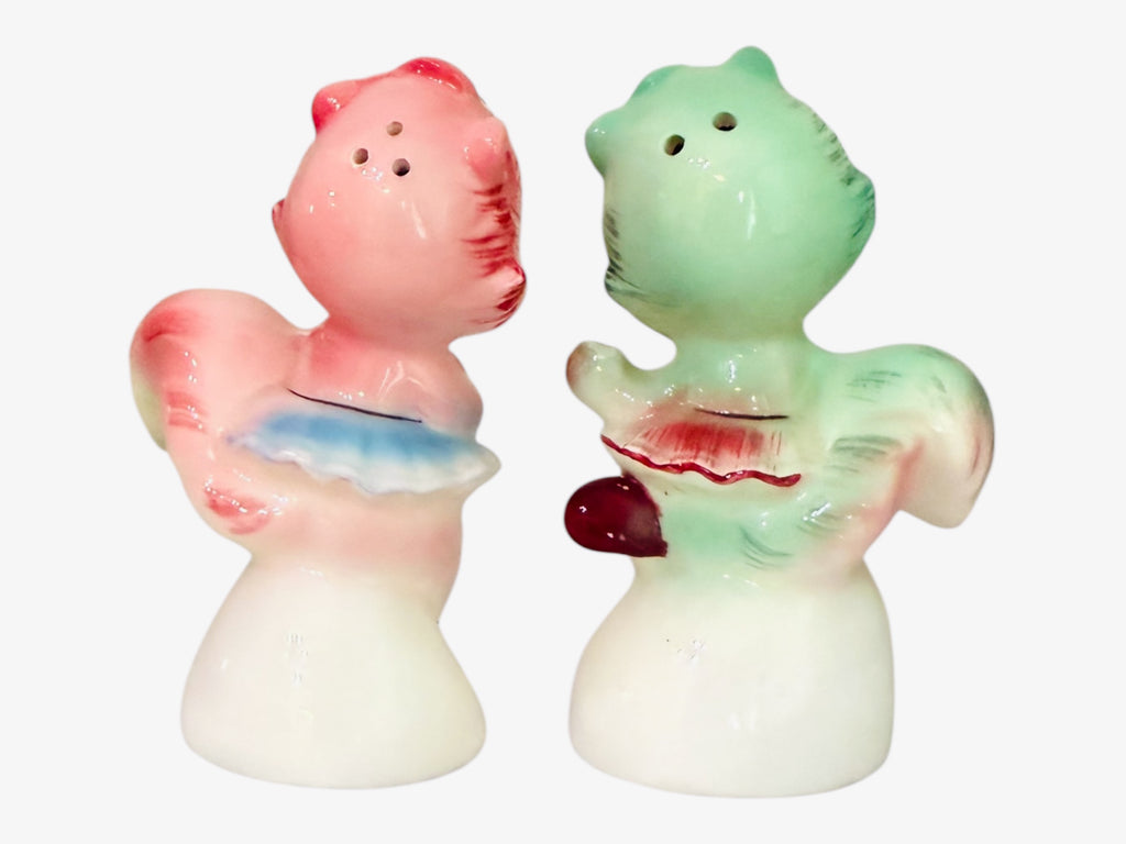 RARE Vintage PY Ballerina Squirrel Salt and Pepper Shakers MCM Japan Kitsch 1950s