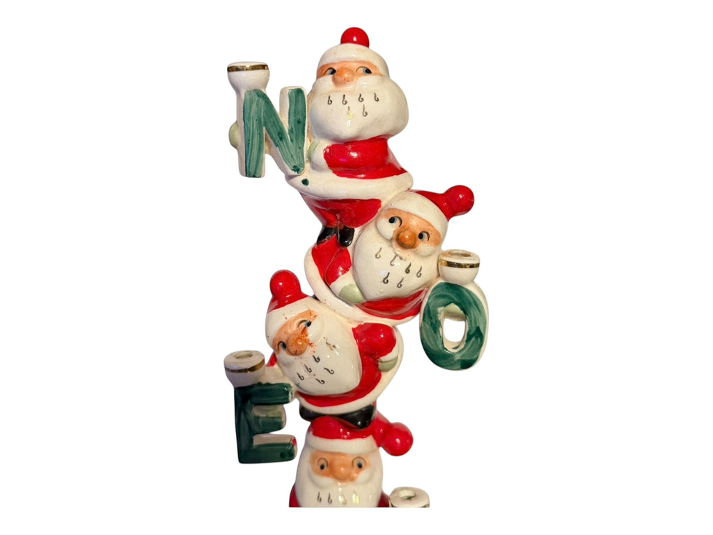 Vintage Napco NOEL Santa Totem Candle Holder Candelabra Mid-Century Christmas 1950s Japan
