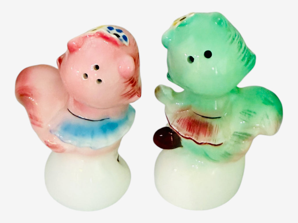RARE Vintage PY Ballerina Squirrel Salt and Pepper Shakers MCM Japan Kitsch 1950s