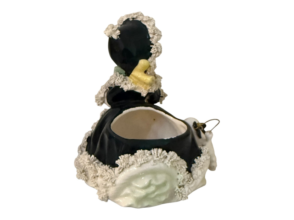 Vintage Napco Christmas Shopper Girl Planter with Poodle – 1950s Japan MCM