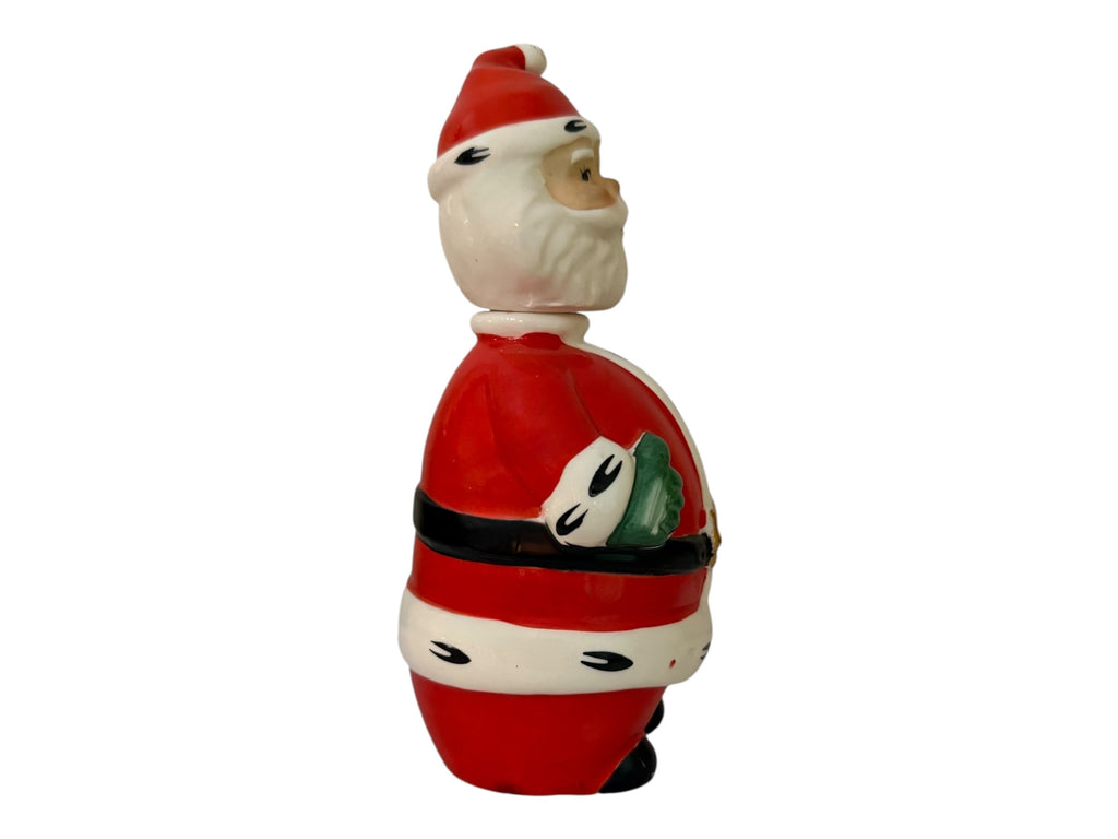 Vintage Lefton Christmas Santa Decanter & Mini Santa Mug Shot Glasses 1950s Japan MCM Set