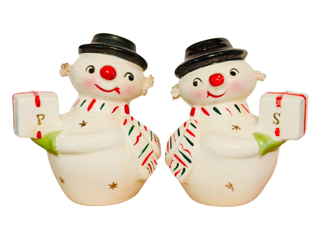 Vintage Holt Howard Jolly Christmas Snowman Salt and Pepper Shakers Mid-Century Modern Japan