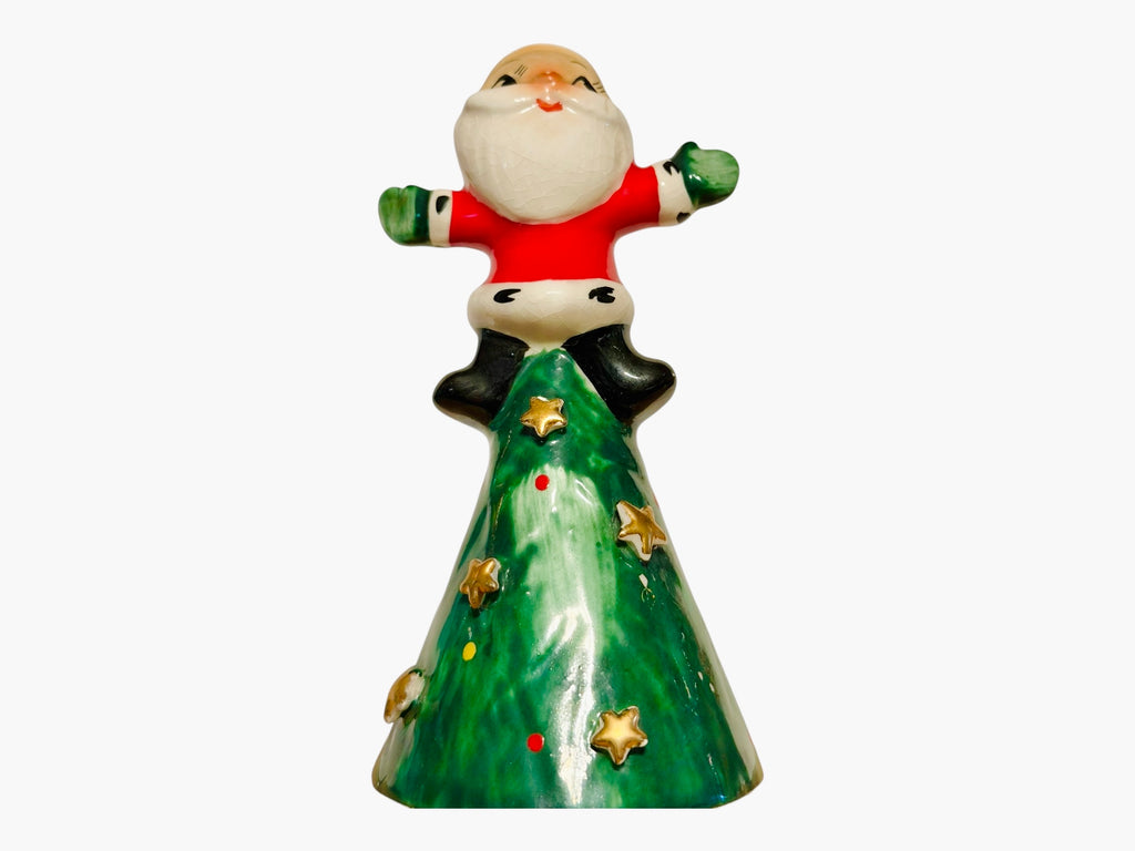 Vintage Holt Howard Santa 1959 Sitting on Christmas Tree Three-Tier Bell MCM Japan Pixieware