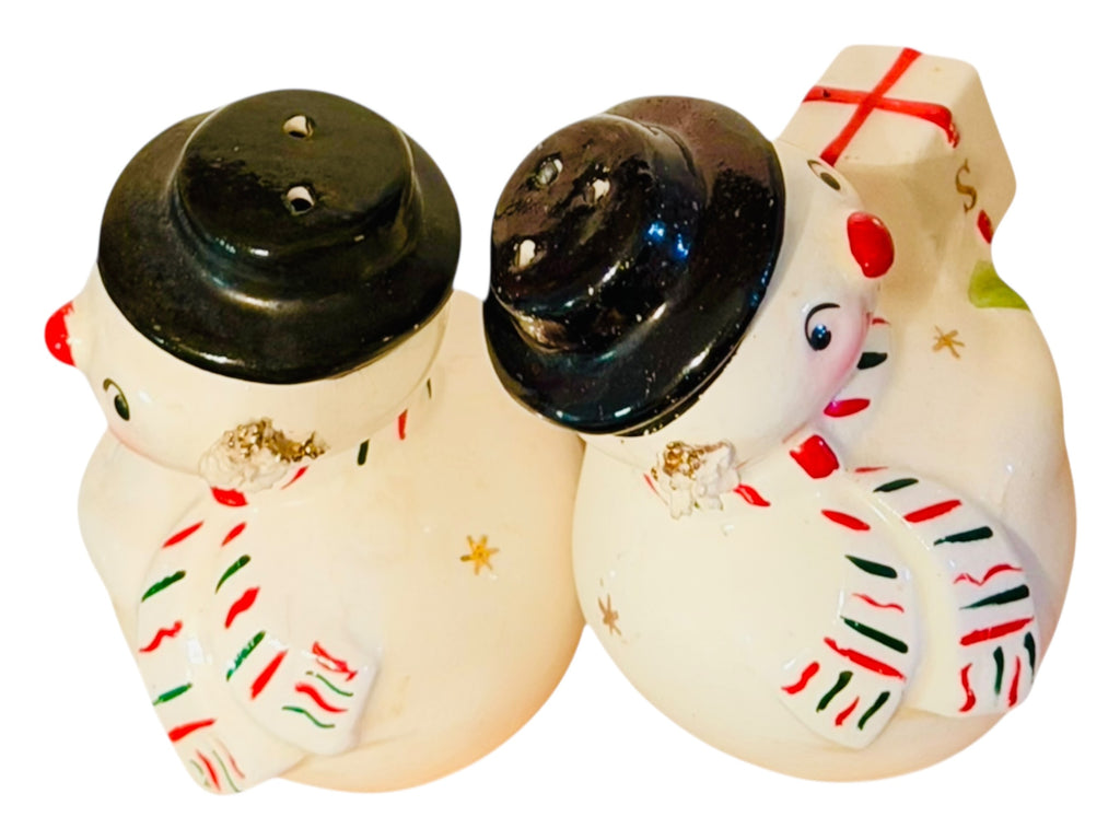 Vintage Holt Howard Jolly Christmas Snowman Salt and Pepper Shakers Mid-Century Modern Japan