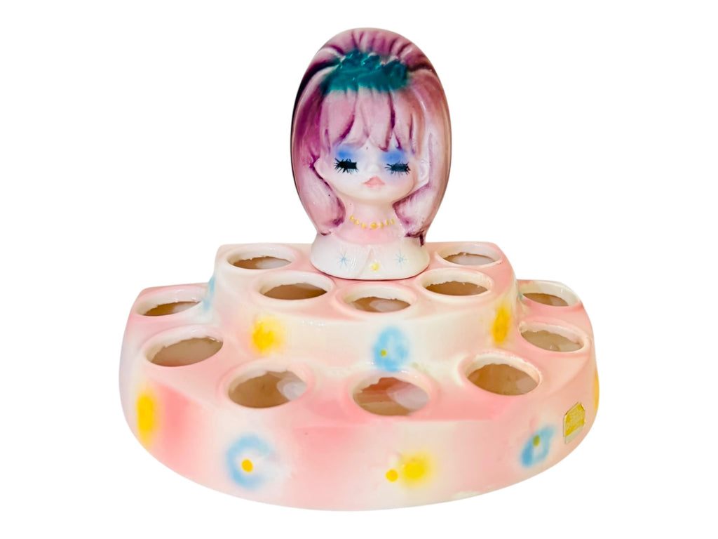 VINTAGE RARE Ado Mizumori Pink & Purple Mod Girl Lipstick Holder – Kitsch Vanity Japan 60s MCM