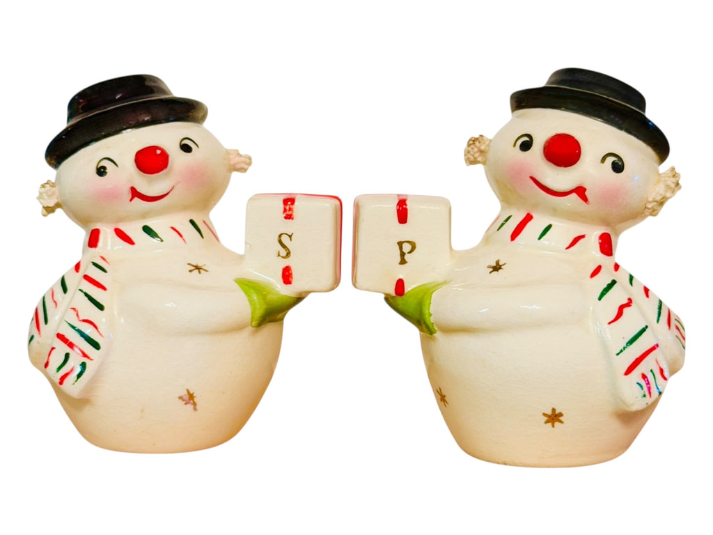 Vintage Holt Howard Jolly Christmas Snowman Salt and Pepper Shakers Mid-Century Modern Japan