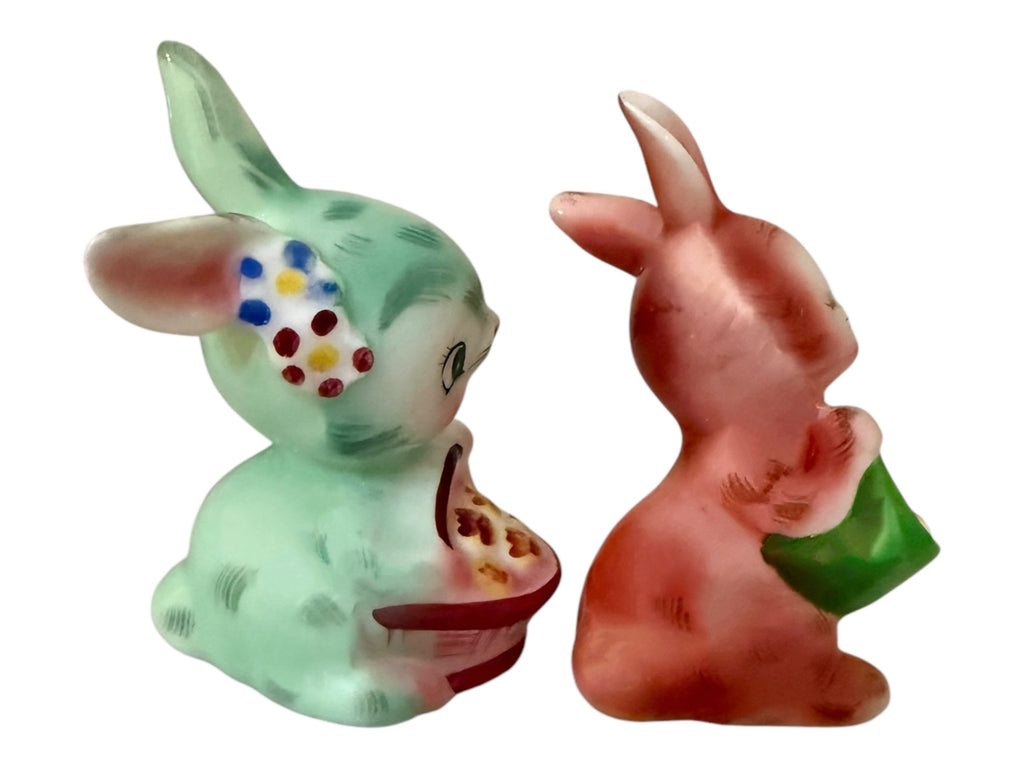 Vintage PY Easter Bunny Rabbit Salt and Peppers Shakers 1950s Anthropomorphic Japan MCM