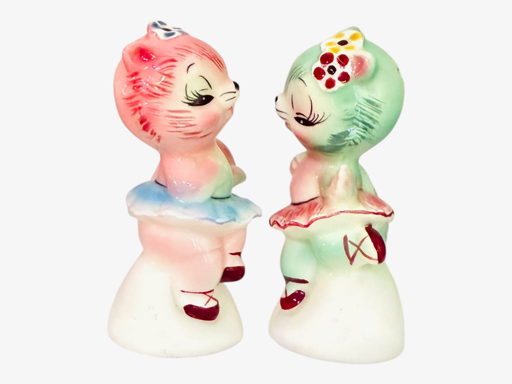 RARE Vintage PY Ballerina Squirrel Salt and Pepper Shakers MCM Japan Kitsch 1950s