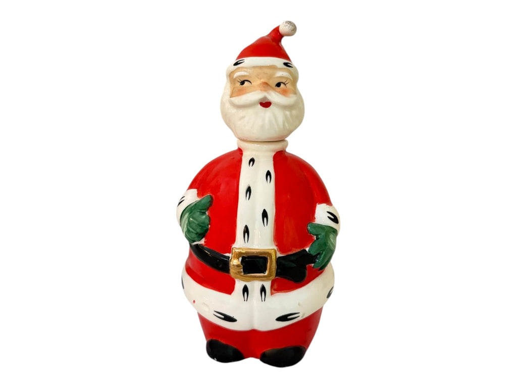 Vintage Lefton Christmas Santa Decanter & Mini Santa Mug Shot Glasses 1950s Japan MCM Set