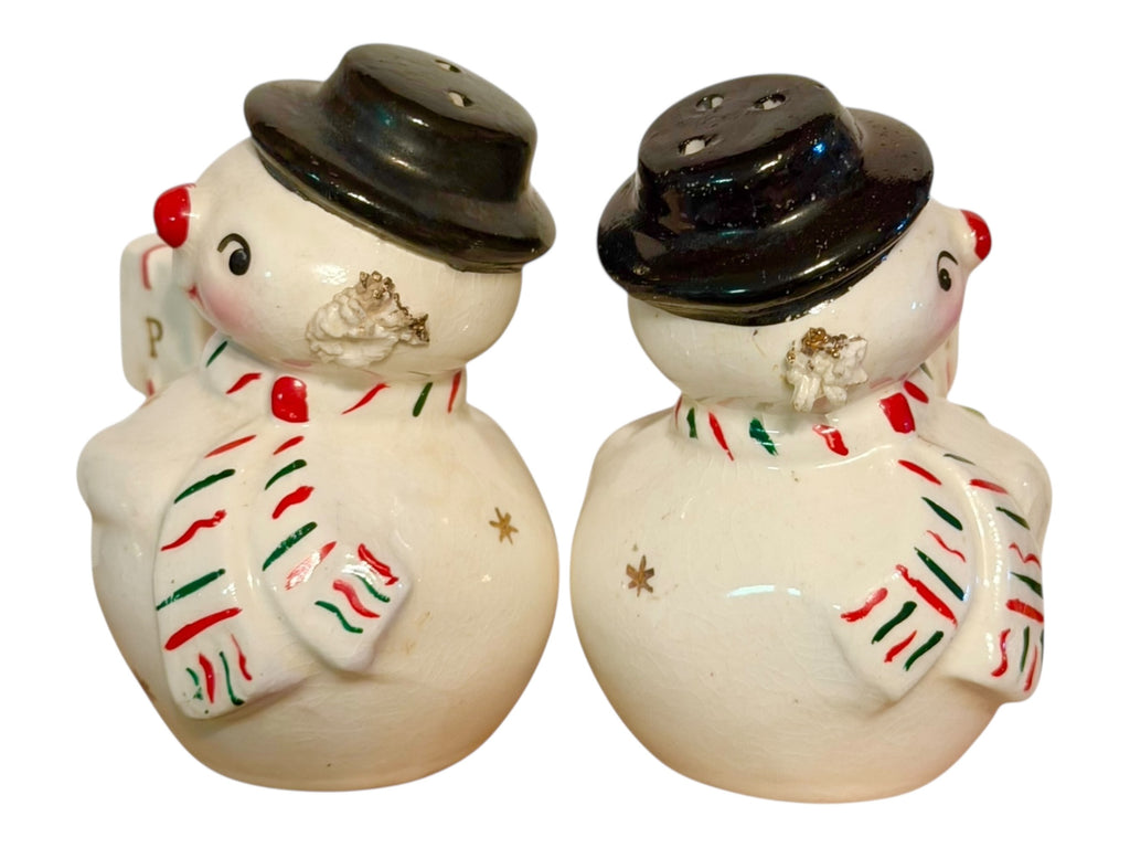 Vintage Holt Howard Jolly Christmas Snowman Salt and Pepper Shakers Mid-Century Modern Japan