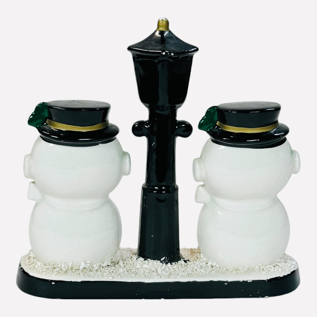 Vintage Holt Howard Blume Japan Christmas Snowman Couple Light Post 1950s MCM Kitsch Figurine