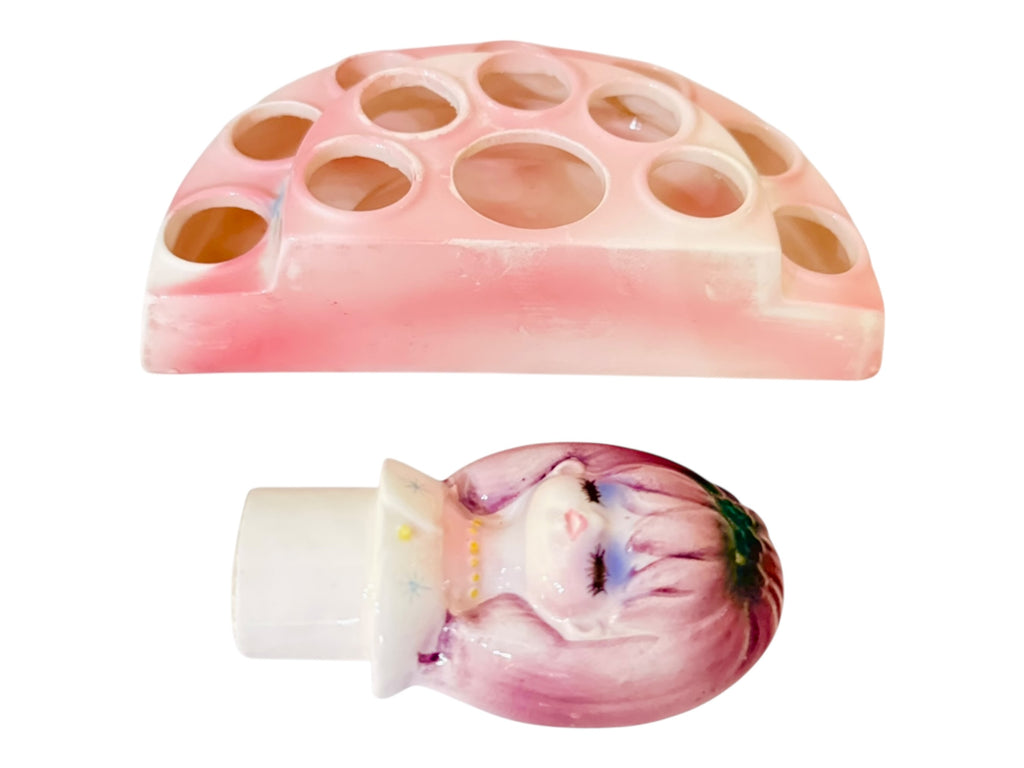VINTAGE RARE Ado Mizumori Pink & Purple Mod Girl Lipstick Holder – Kitsch Vanity Japan 60s MCM