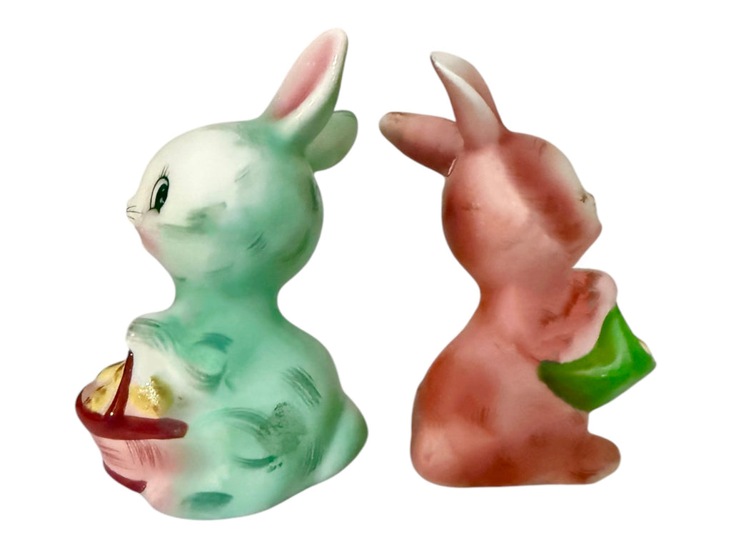 Vintage PY Easter Bunny Rabbit Salt and Peppers Shakers 1950s Anthropomorphic Japan MCM
