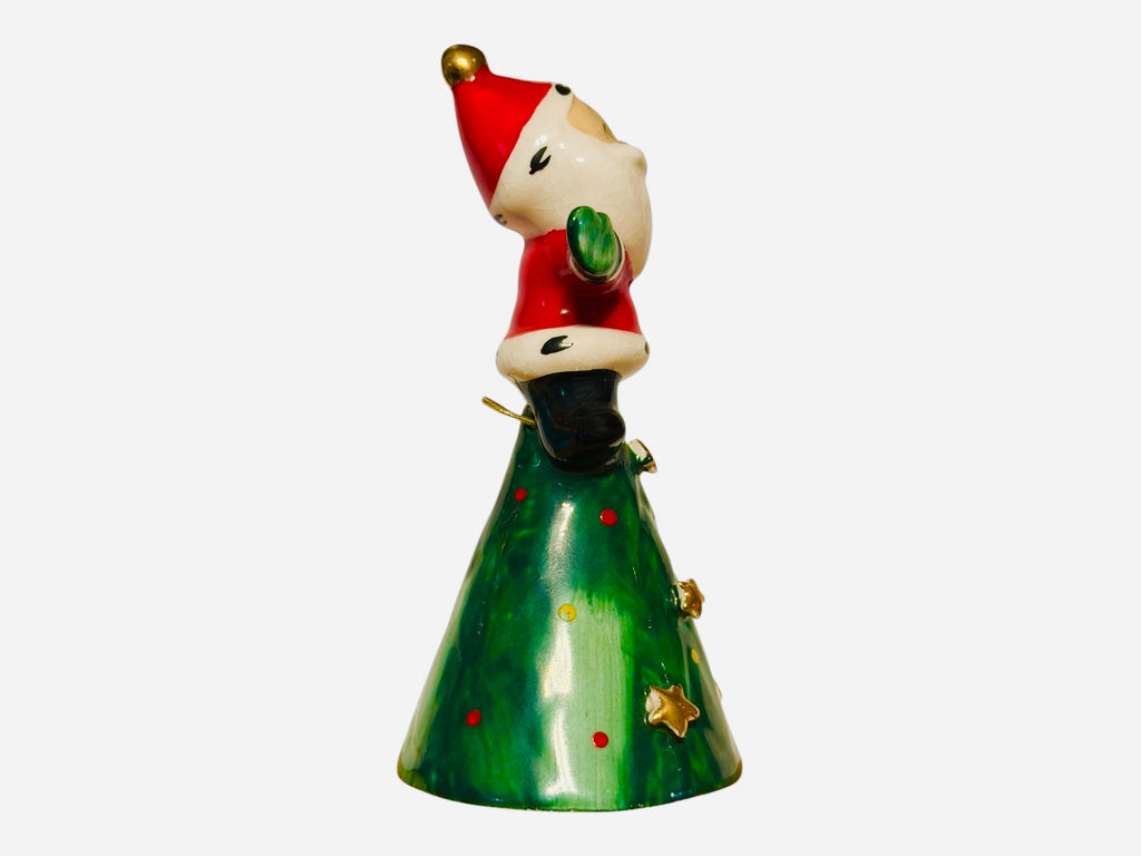 Vintage Holt Howard Santa 1959 Sitting on Christmas Tree Three-Tier Bell MCM Japan Pixieware