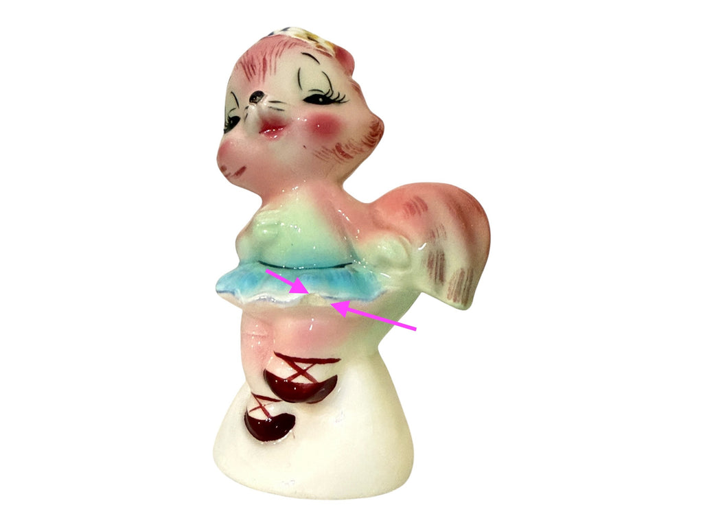 Vintage PY Pink Squirrel Ballerina Single Salt Pepper Shaker MCM Japan Kitsch 1950s