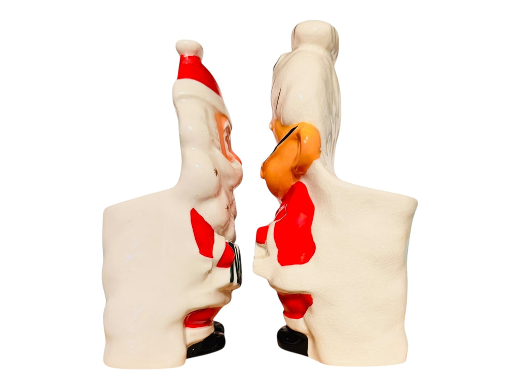 Vintage Holt Howard NOEL Santa & Mrs. Claus Planter Candy Cane Holders MCM Christmas Japan RARE 1950s