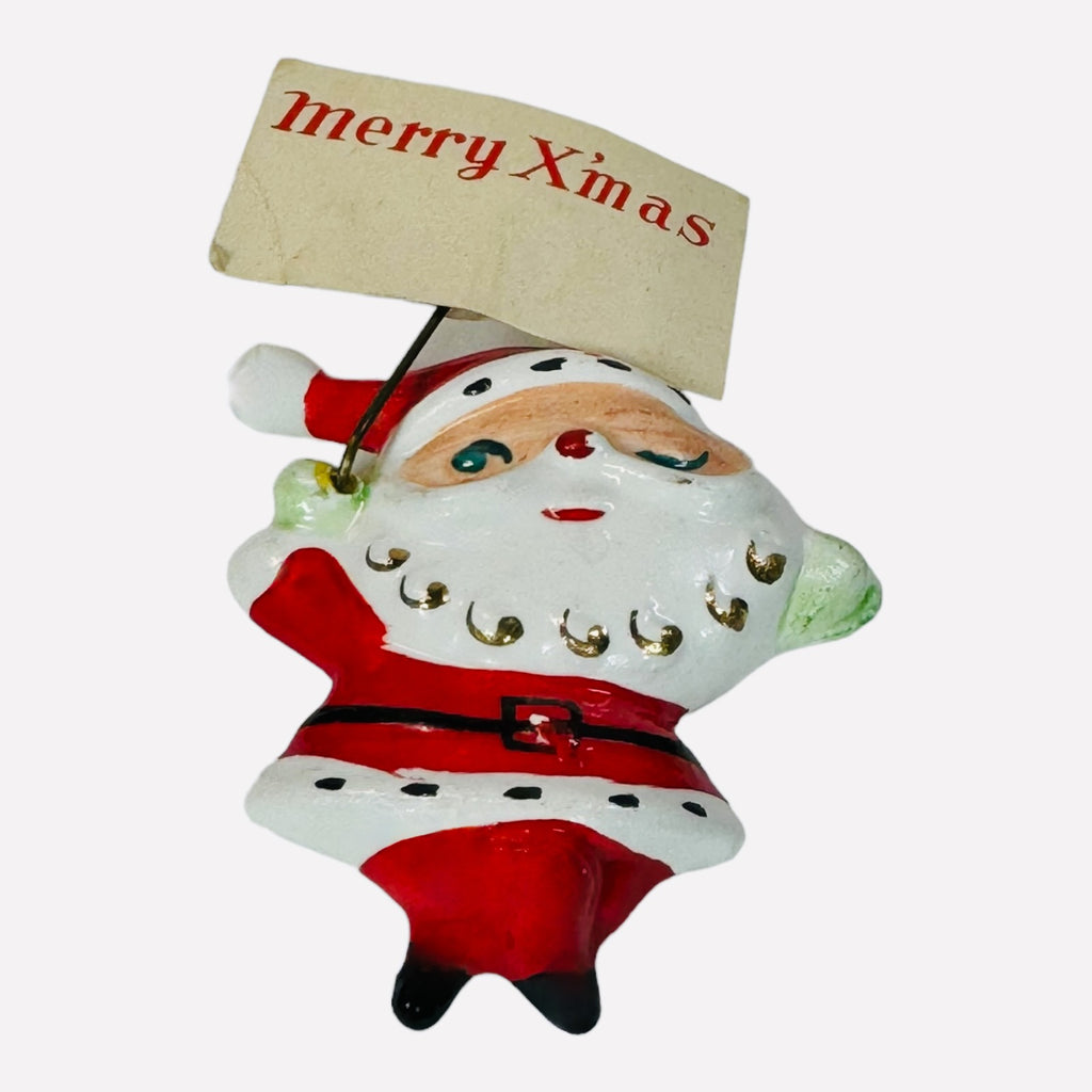 Vintage Holt Howard Christmas Santa Hold Merry XMAS Sign Japan Figurine MCM