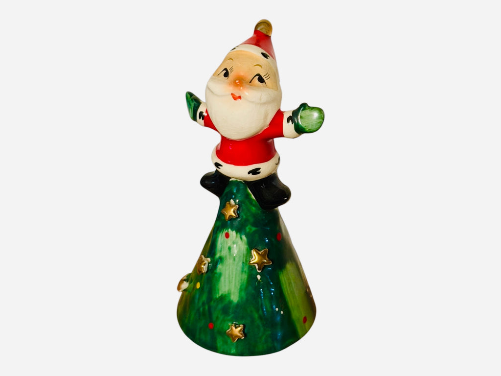 Vintage Holt Howard Santa 1959 Sitting on Christmas Tree Three-Tier Bell MCM Japan Pixieware