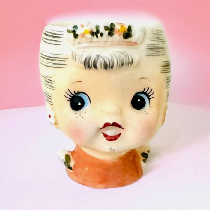 Vintage Napco Granny Miss Cutie Pie Egg Cup Lefton PY 1950s MCM Japan