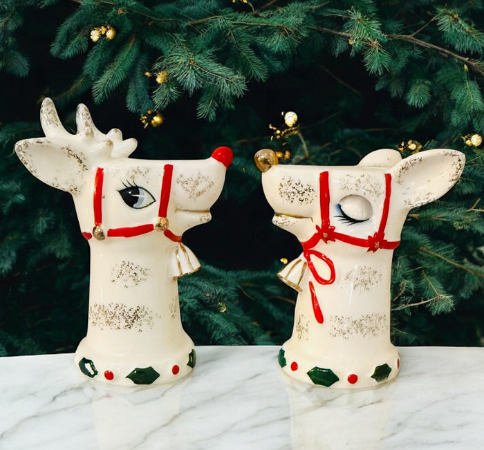 Vintage Holt Howard Christmas Reindeer Salt and Pepper Shakers Japan MCM 1950s