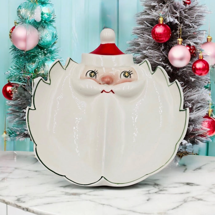 Vintage 1958 Holt Howard Starry Eyed Santa Divided Candy Dish Nut Tray MCM Japan Christmas