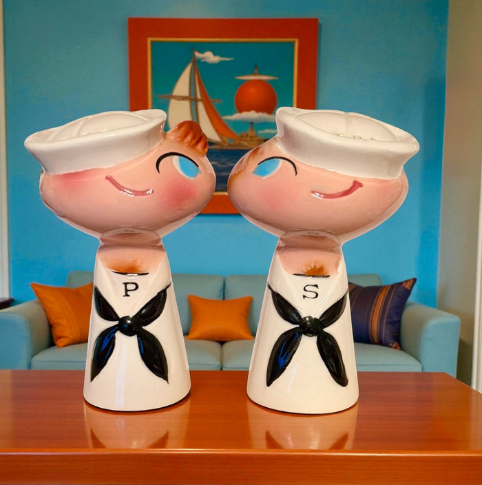 Vintage Holt Howard Bell Bottom Gobs Sailor Salt and Pepper Shakers Pixieware Figurines 1960 Japan MCM