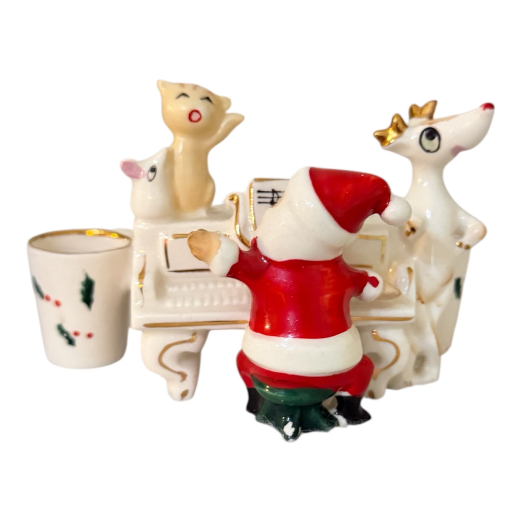 Vintage Holt Howard Santa Piano Candleholder Flower Frog Ultra Rare Mid-Century Japan 1960
