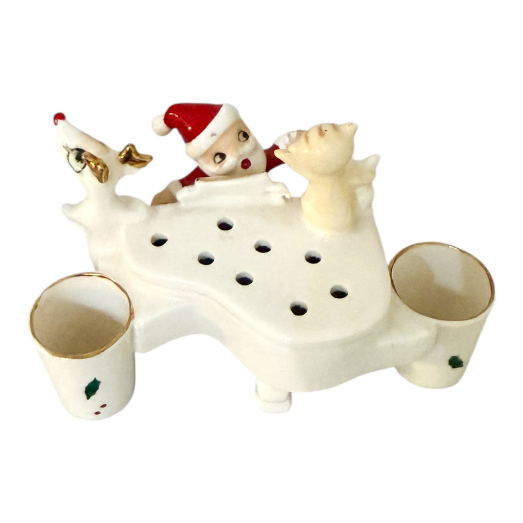 Vintage Holt Howard Santa Piano Candleholder Flower Frog Ultra Rare Mid-Century Japan 1960