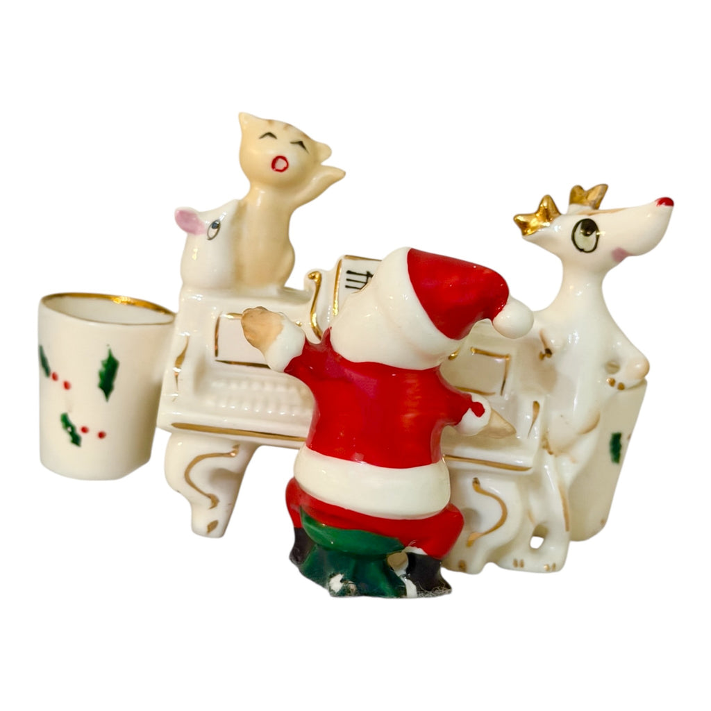 Vintage Holt Howard Santa Piano Candleholder Flower Frog Ultra Rare Mid-Century Japan 1960