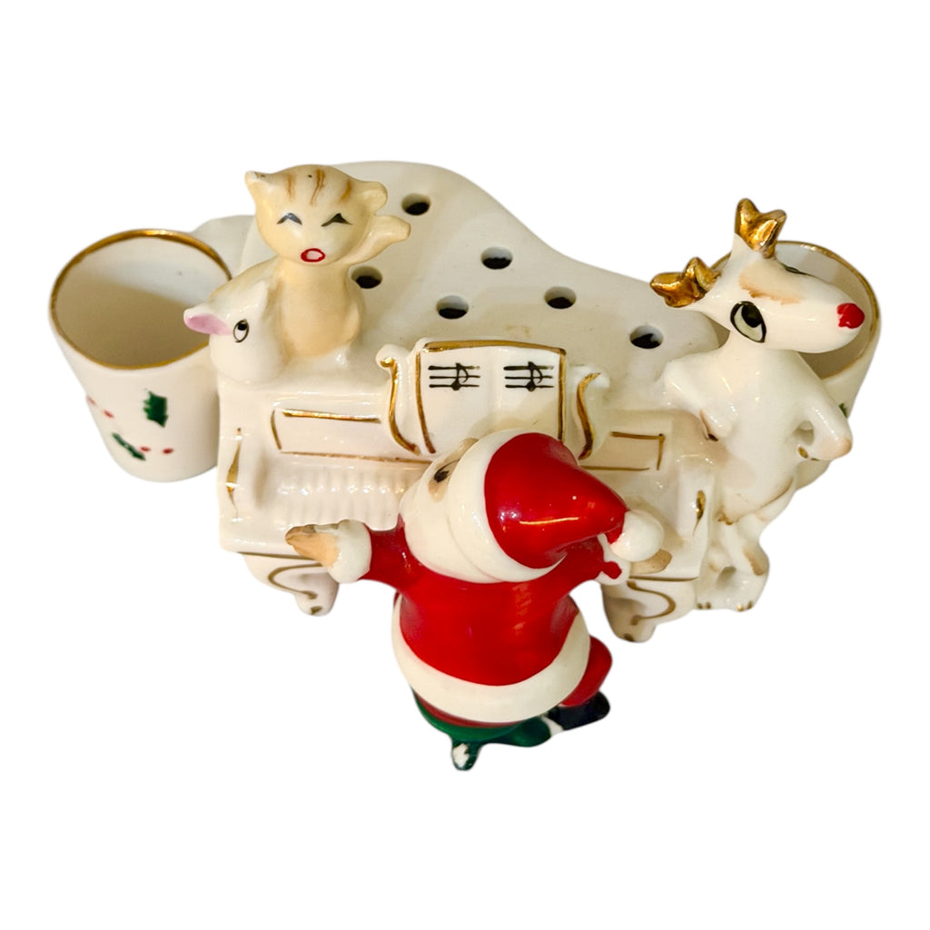 Vintage Holt Howard Santa Piano Candleholder Flower Frog Ultra Rare Mid-Century Japan 1960