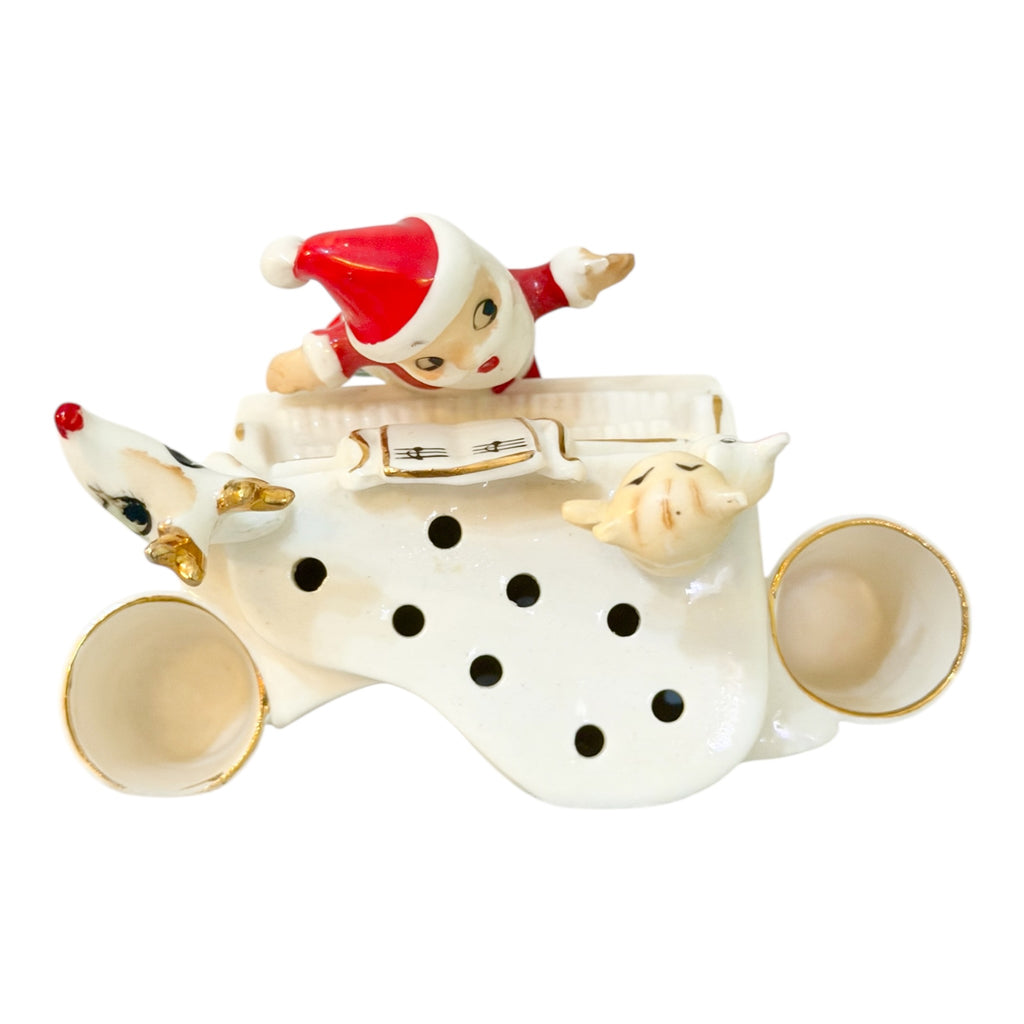 Vintage Holt Howard Santa Piano Candleholder Flower Frog Ultra Rare Mid-Century Japan 1960