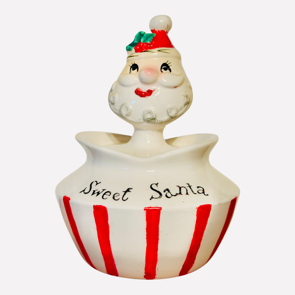 Vintage Lefton Sweet Santa Sugar Jar Christmas Pixieware MCM Japan 1950s