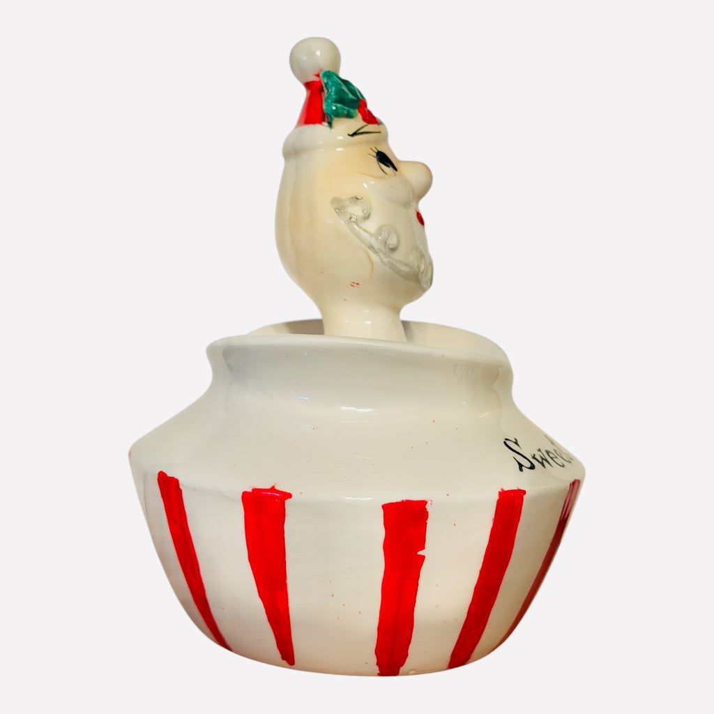 Vintage Lefton Sweet Santa Sugar Jar Christmas Pixieware MCM Japan 1950s