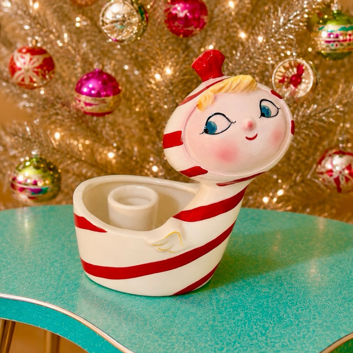 Vintage Holt Howard Lil’ Candy Cane Angel Planter and Candle Holder MCM Japan