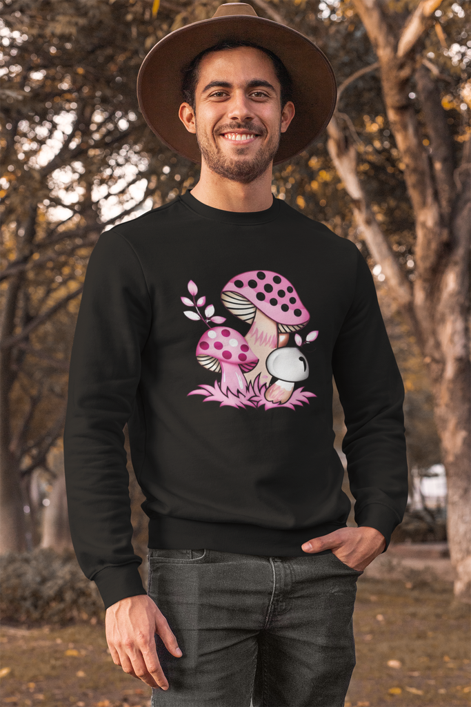 Retro Pink Groovy Mushroom Unisex Sweatshirt