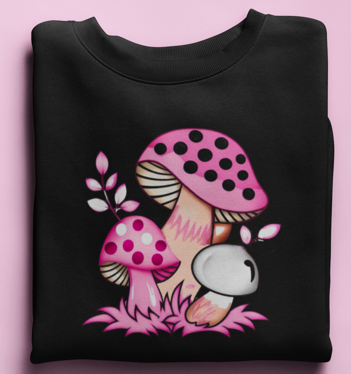 Retro Pink Groovy Mushroom Unisex Sweatshirt