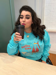 Mid-Century Modern Retro Coffee Time Turquoise Blue Unisex Sweatshirt