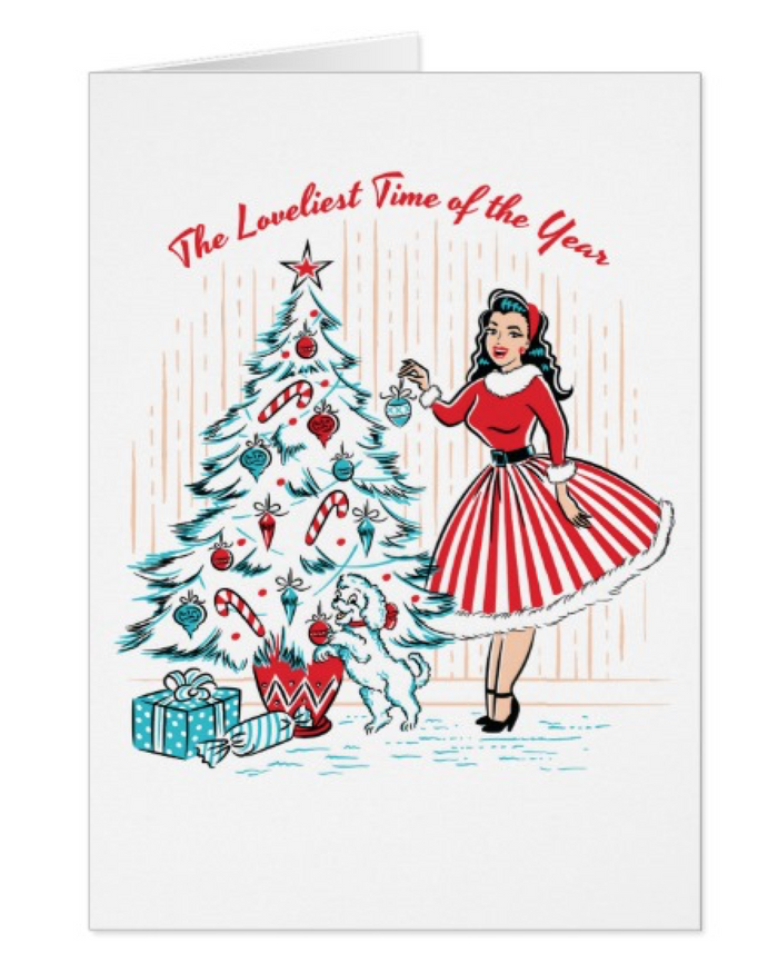 Pinup Girl Christmas Holiday Greeting Cards 5 Pack