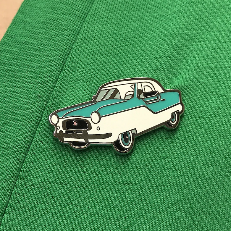 Vintage 1950s Nash Metropolitan Turquoise Classic Car Brooch Automobile Enthusiast Collector Pin