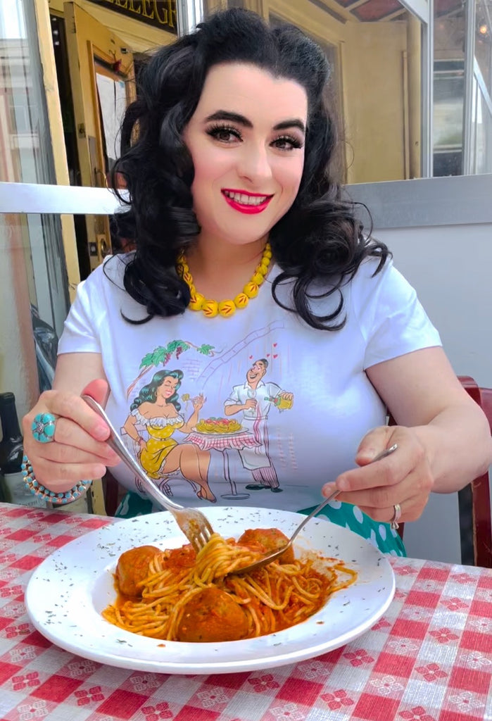 Pasta Queen White T-Shirt Everything you see I owe to Spaghetti