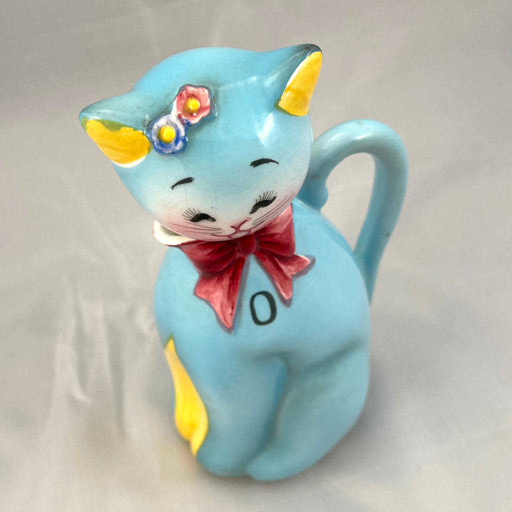 Vintage Norcrest Blue Cat Oil Cruet RARE PY Japan Kitch Anthropomorphic