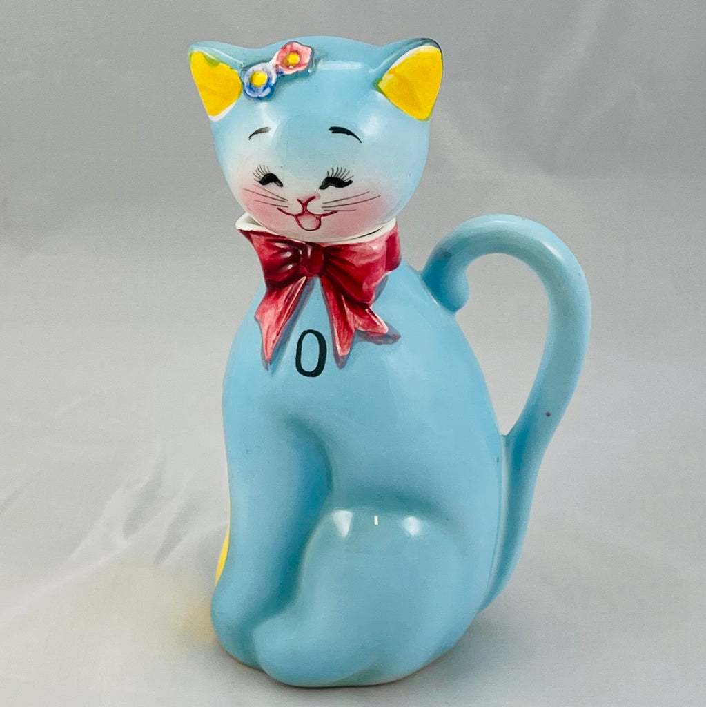 Vintage Norcrest Blue Cat Oil Cruet RARE PY Japan Kitch Anthropomorphic