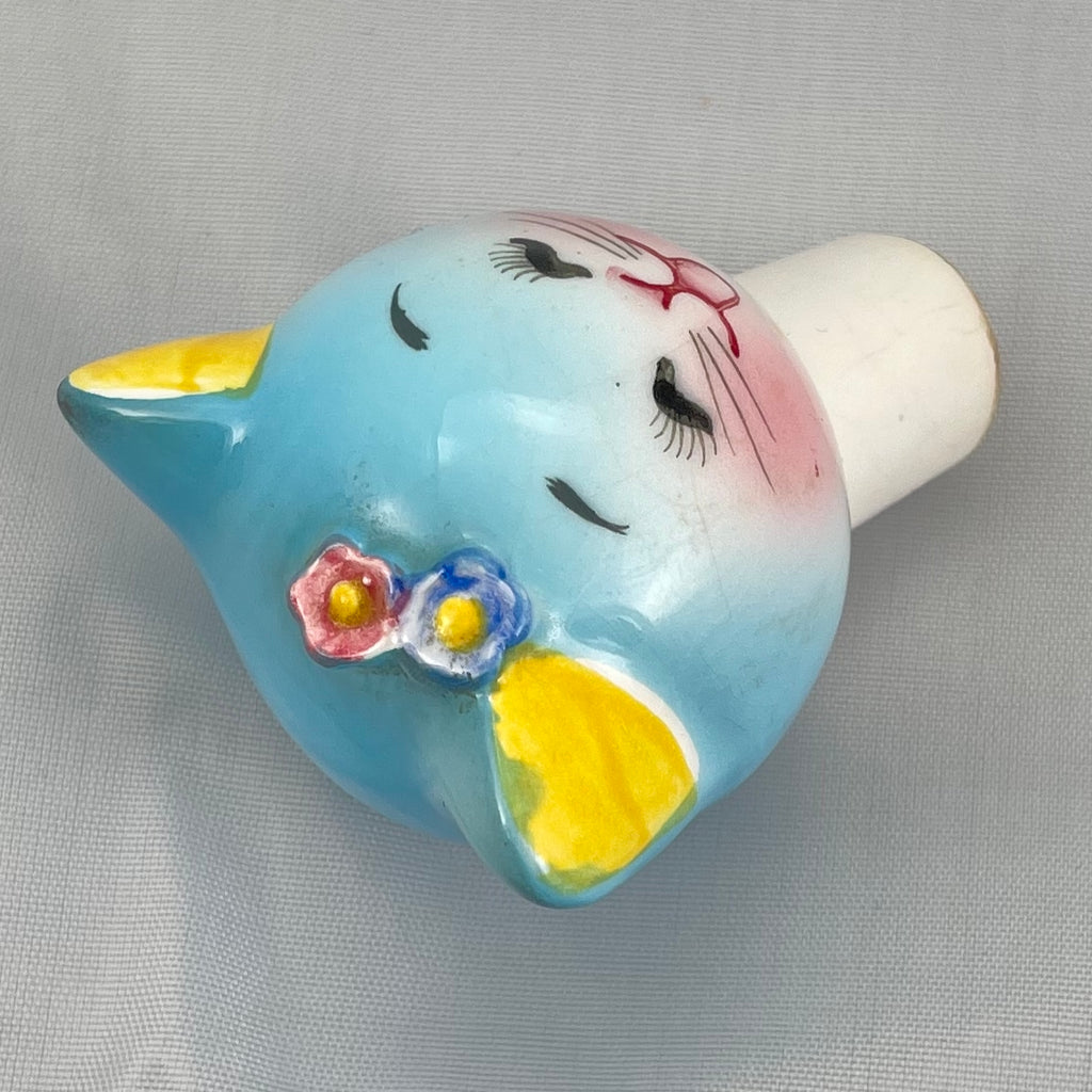 Vintage Norcrest Blue Cat Oil Cruet RARE PY Japan Kitch Anthropomorphic