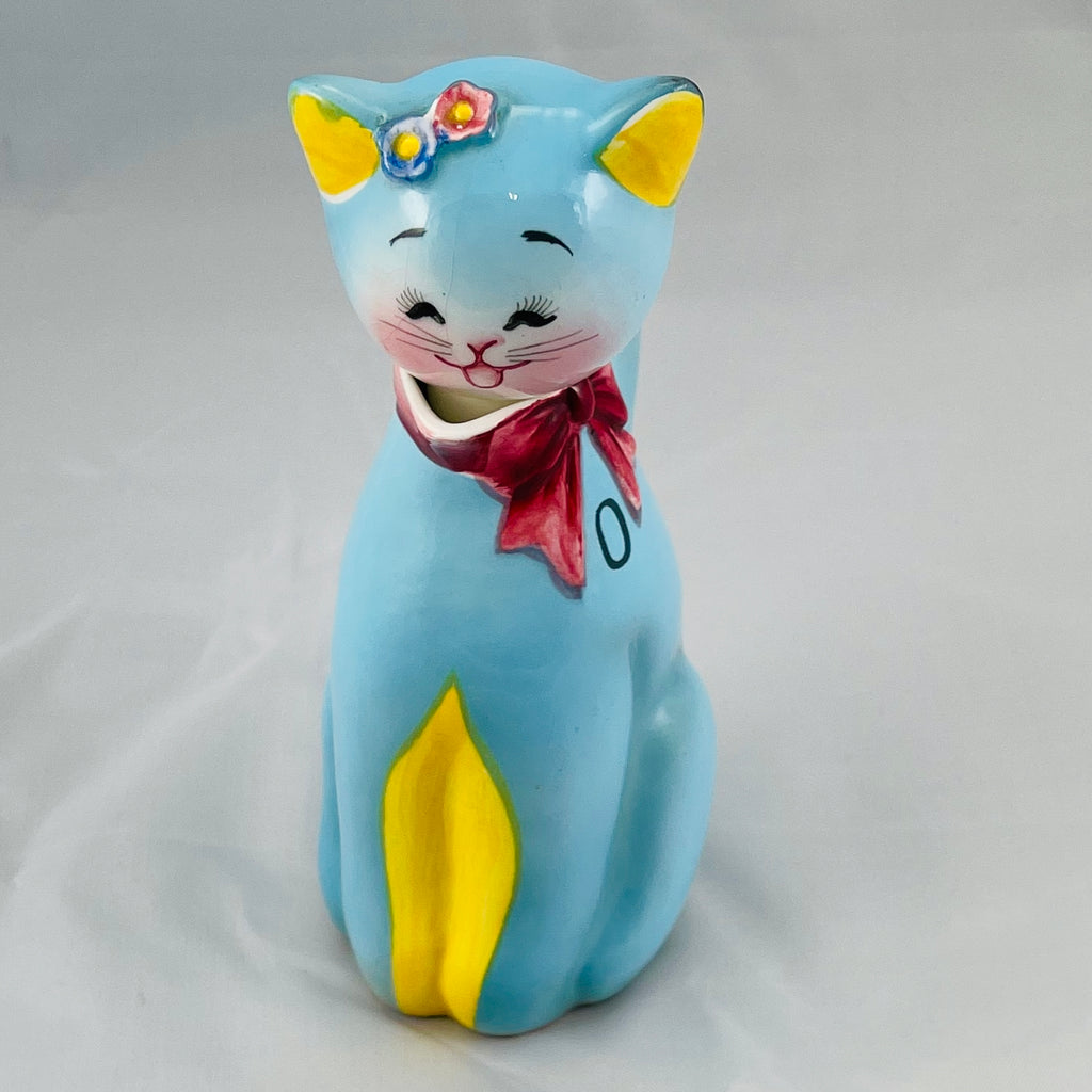 Vintage Norcrest Blue Cat Oil Cruet RARE PY Japan Kitch Anthropomorphic