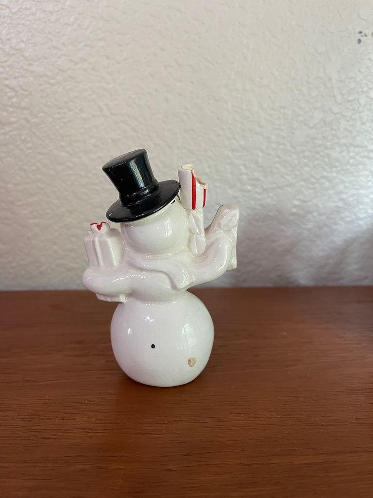 Vintage Christmas NOEL Snowman with Ski Googles Candle Holders