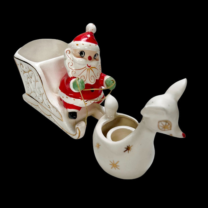 Holt Howard Santa Sleigh Reindeer Candle holder