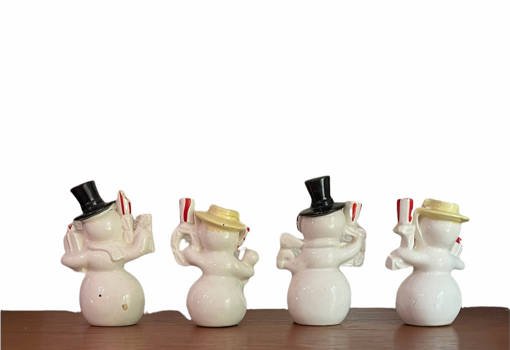 Vintage Christmas NOEL Snowman with Ski Googles Candle Holders