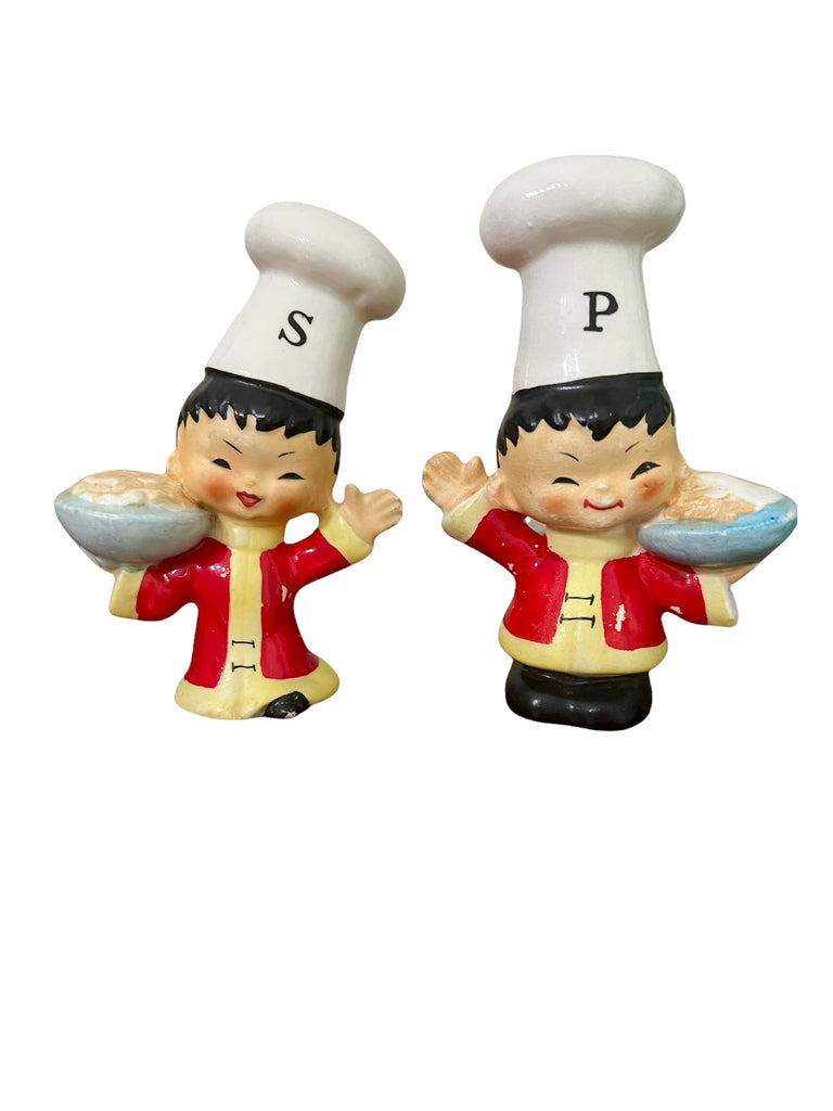 Vintage Smiling Chefs Salt and Pepper Shakers